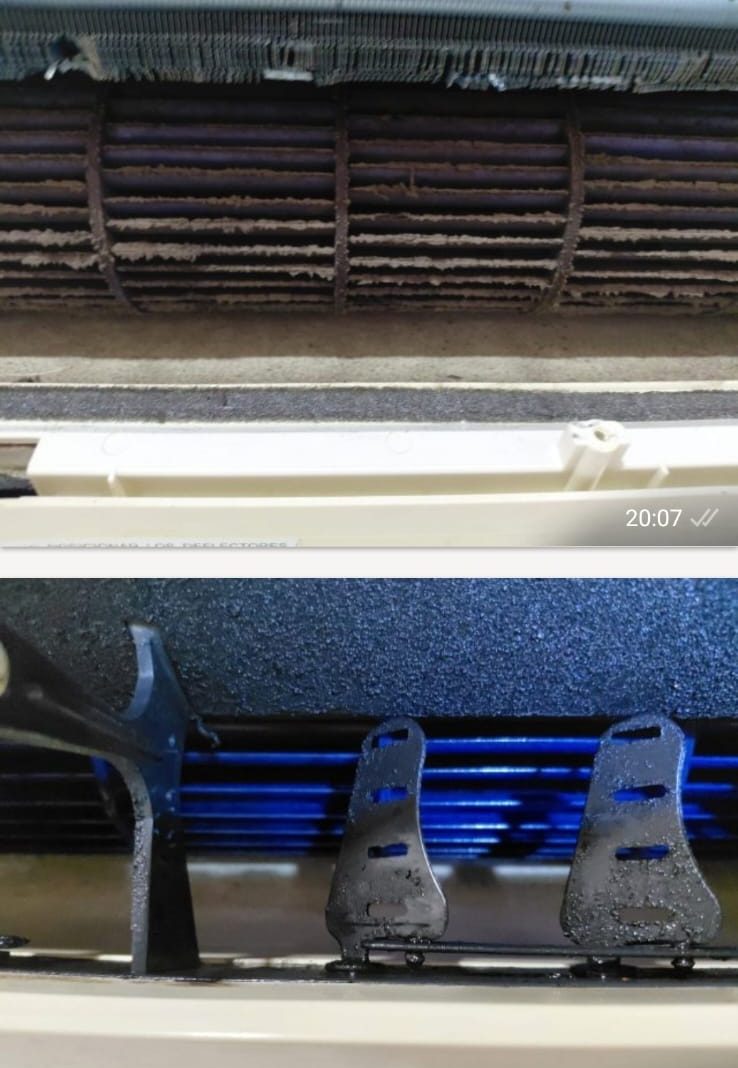 Comparación de turbina sucia y después de la limpieza